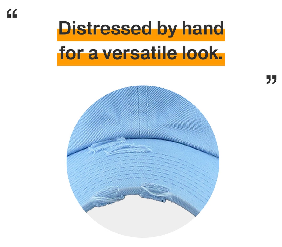 Sky Blue Distressed Vintage Baseball Cap Front View